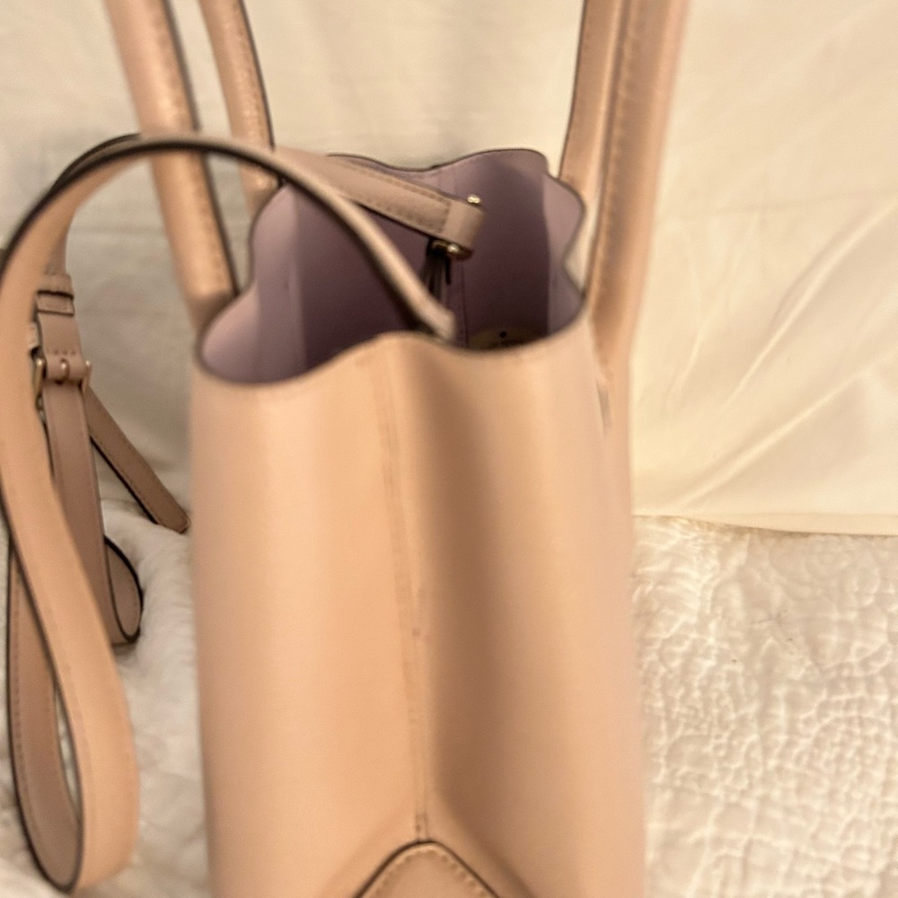 Beige Leather Tote with light pink Interior